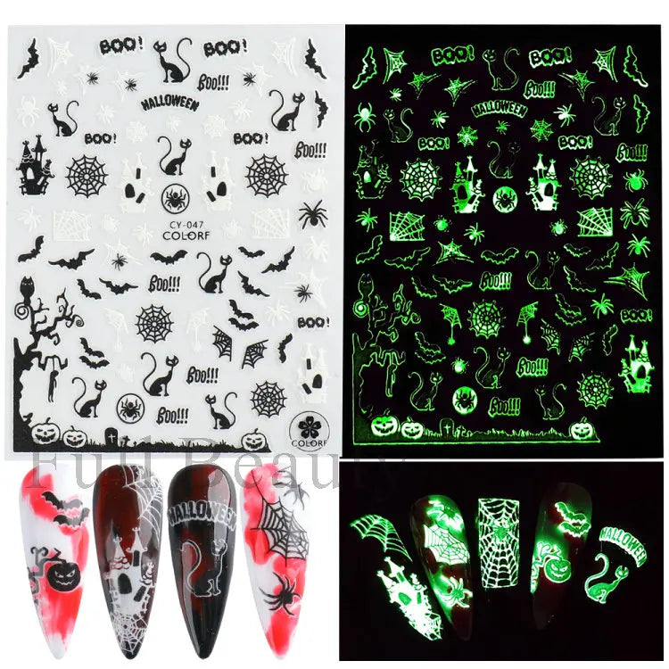 Shiny Maple Geometry Autumn Nail Art Stickers Laser Sector Fall Leaves Decals Cute Squirrel Slider Manicure Decorations CHCJ-076