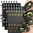 4Sheets Moon Star Heart Sun Mysterious Celestial Design Nail Art Stickers Self Adhesive Manicure Sliders For Nail Art Decoration