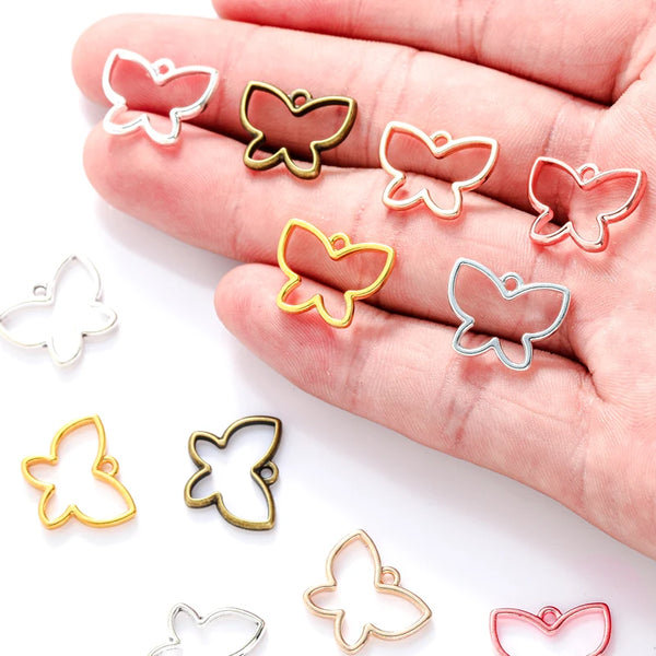 20pcs 6 Color hollow butterfly Charms For Bracelets Necklace Pendant DIY Handmade Jewelry Making accessories 17.5*13.5mm D2136
