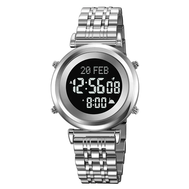 SKMEI 2139 Steel Muslim Azan Digital Watch Mens Back Light Waterproof  Wristwatch Prayer Qibla Compass Alarm Clock watch 1861
