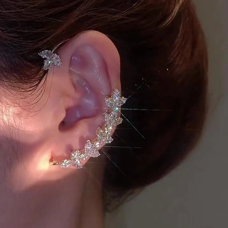 Luxury Fashion Exaggerated Zircon Maple Leaf Flower Stud Earrings for Women Personality Statement Jewelry Gift pendientes mujer