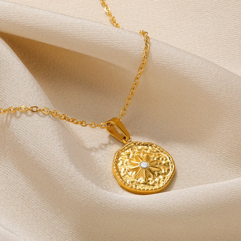 Love Heart Stainless Steel Necklace for Woman Gold Color Zircon Fashion Pendant Chain Jewelry collares para mujer