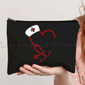 Anatomy Medical Nursing Student Nurse Doctor Flower Stethoscope Brain Canvas Cosmetic Makeup Toilet Bag Pencil Case Zipper Pouch
