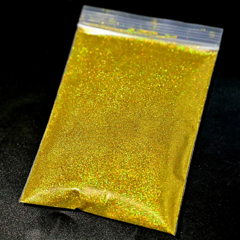 Polvo de purpurina holográfica plateada para uñas, 24 colores, brillante, 0,2 mm, para manicura DIY, 50 g/bolsa