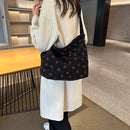 Women Cute Printing Crossbody Bag with Ruched Strap Strawberry Pattern Satchel Bag Large Capacity Female Travel Casual Bag