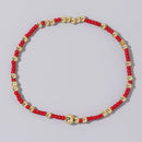 1pc Beach Vocation Themed Mixed Color Design 18K Gold Plated Copper & Bead Bracelet Cute & Luck For Festival Jewelry Gift