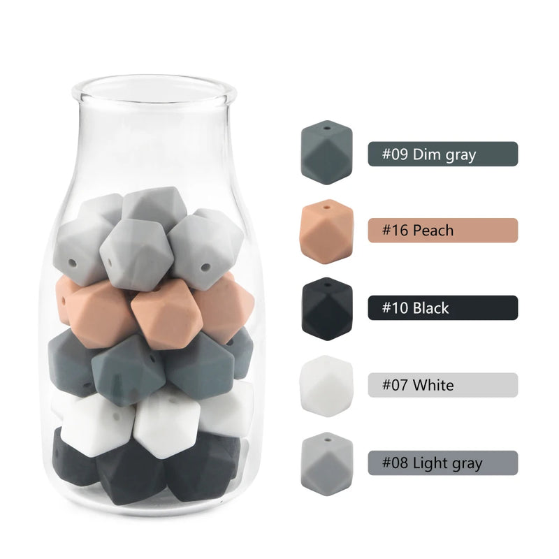 Kovict 14/17mm 10pcs Hexagon Silicone Beads For Jewelry Making Silicone Bead To Make Bracelets Necklace Making Accessories