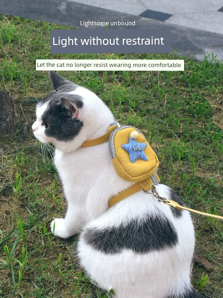Cat Pulling Rope Cute Backpack I-Shaped Anti Breaking Loose Cat Rope Cat Chain Special for Going out Chest Strap Cat Rope