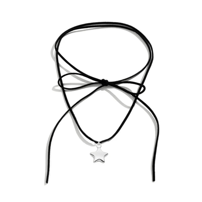 Summer Boho Necklace Long Rope Choker Necklace Velvet Strap Rope Choker Chain for Women Girls Party Jewelry Ornament