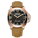 Automatic Watches for Men Mechanical Genuine Brown Leather Yellow Green Military 44mm Luxury Rose Gold Reloj Hombre Baratos