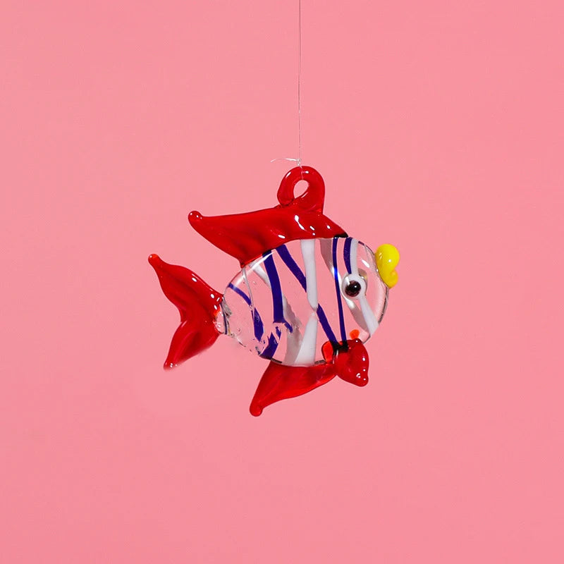 Floating Glass Tropical Fish Mini Figurine Pendant Aquarium Decoration Accessories Japanese Style Sea Animal Tiny Statue Fish