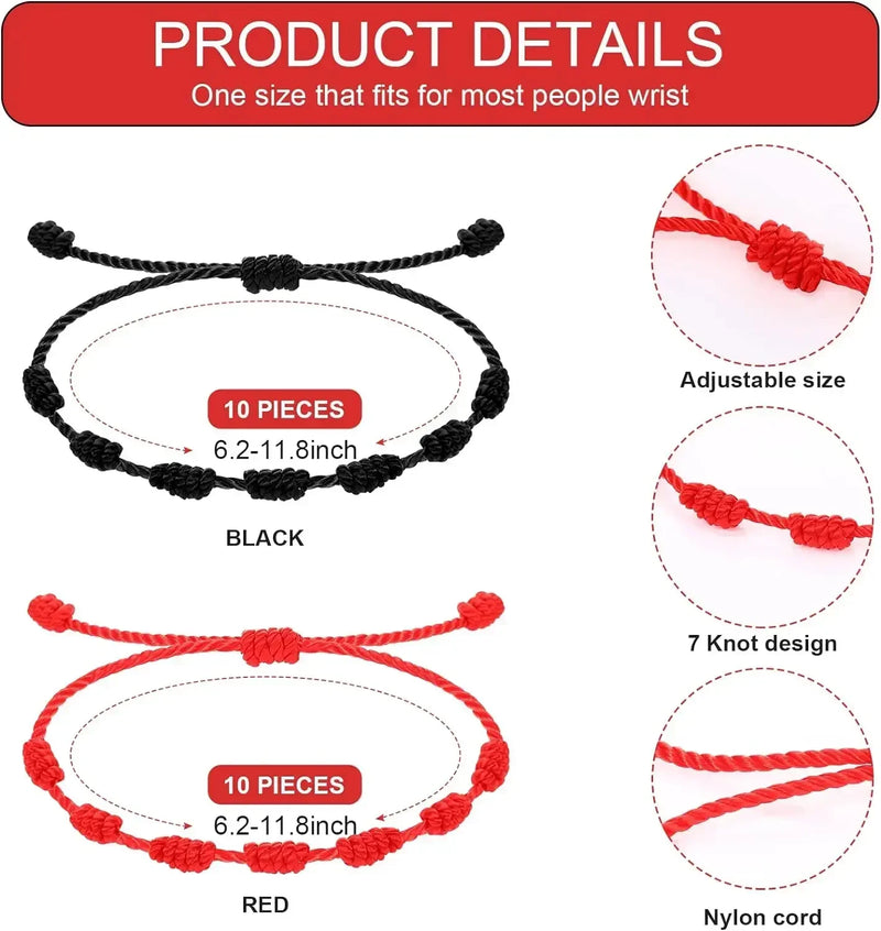 Handmade 7 Knots Red String Bracelet For Couple Protection Good Luck Amulet for Success Rope Braided Bracelet Jewelry Gifts