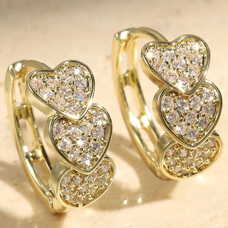 Luxury Cubic Zirconia Gold Color Zircon Hoop Earrings For Women Luxury Circle Crystal Girls Party Jewelry