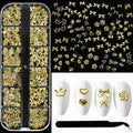 1000Pcs Gold Star Moon Glitter Nail Charms Metal Tips Slice Rivet DIY 3D FlatBack Nail Art Decorations Nails Jewelry Accessories