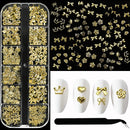 1000Pcs Gold Star Moon Glitter Nail Charms Metal Tips Slice Rivet DIY 3D FlatBack Nail Art Decorations Nails Jewelry Accessories