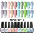 Mtssii 10PCS Reflective Gel Nail Polish Set Fluorescent Glitter Semi Permanent Hybrid Gel Varnish Soak Off UV Lamp For Manicure