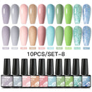 Mtssii 10PCS Reflective Gel Nail Polish Set Fluorescent Glitter Semi Permanent Hybrid Gel Varnish Soak Off UV Lamp For Manicure