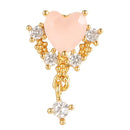 Pendientes de botón con forma de flor, estrella y corazón de circonita brillante de estilo coreano para mujer