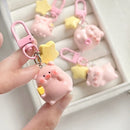 Three Dimensional Pink Pig Keychain Pendant Cute Animals Star Buckle Keychain Cute Little Pig Model Key Ring Children Gifts