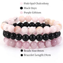 8mm 3Pcs/Set Natural Stone Bracelet Rose Quartz Opal Turquoise Amethysts Hematite Jaspers Bracelets For Women Men Jewelry
