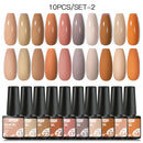 Mtssii 10PCS Reflective Gel Nail Polish Set Fluorescent Glitter Semi Permanent Hybrid Gel Varnish Soak Off UV Lamp For Manicure