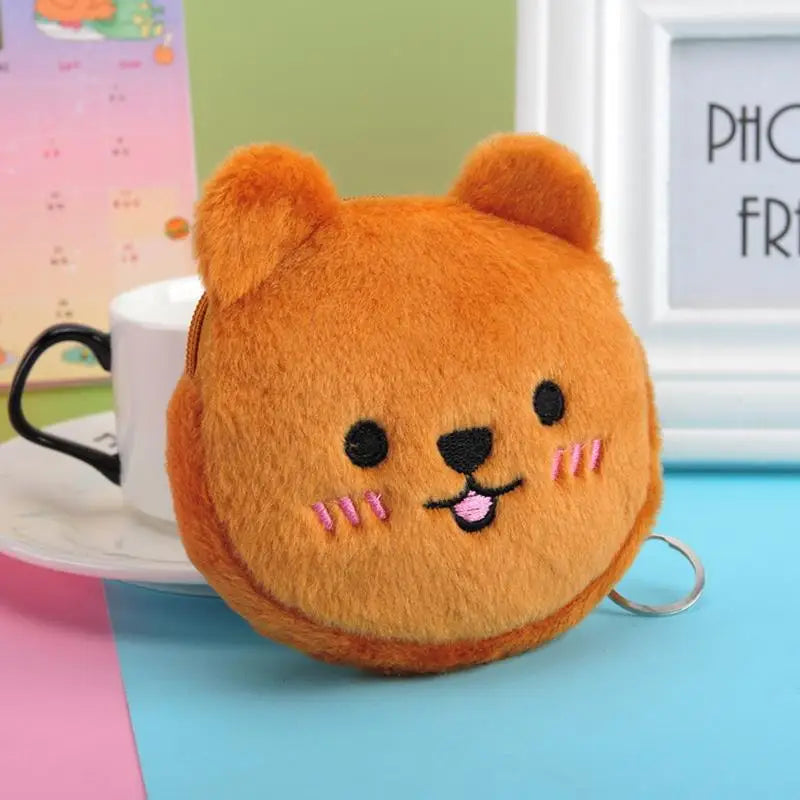 Cartoon Plush Animal Shape Mini Wallet Cute Pig Cat Sheep Wallets Creative Lovely Rabbit Plush Coin Purse Women Bag Accessories