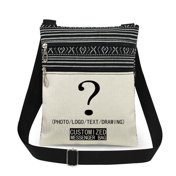 DIY Personal Custom Printed Lady Shoulder Bag Cute Messenger Flap Bag Female Mini Ladies Bag Double Zipper Ladies Messenger Bag