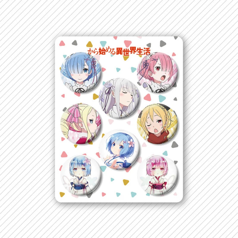 8 Pcs/Set Anime Tinning Tinplate Brooch Sanrio Backpack Badge Souvenir Clothing Gift For Friends