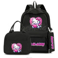 3Pcs/set Anime Hello Kitty Backpack Girls Boys Student Teenage Children Rucksack Lunch Bag Women Casual Back To School Bags Sets