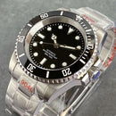 Tandorio NH35 Black Dial 40mm Mechanical Dive Watch Men 200M Waterproof Lume Sapphire No Date Window Stainless Steel Bracelet