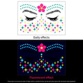 1Pc UV Neon Butterfly Flower Face Tattoo Stickers 14*15cm Waterproof Fluorescent Body Sticker for Club Party Makeup Face Sticker