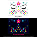 1Pc UV Neon Butterfly Flower Face Tattoo Stickers 14*15cm Waterproof Fluorescent Body Sticker for Club Party Makeup Face Sticker