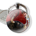 Bullfighting Spanish Bullfight Pattern 25mm Glass Cabohcon Keychain Key Rings for Women Men Jewelry Gift
