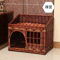HONEY PET Universal Summer Cool Rattan Cat Nest Double Layer Cage House Villa Nest Accessories All-Season Summer Cat Accessories