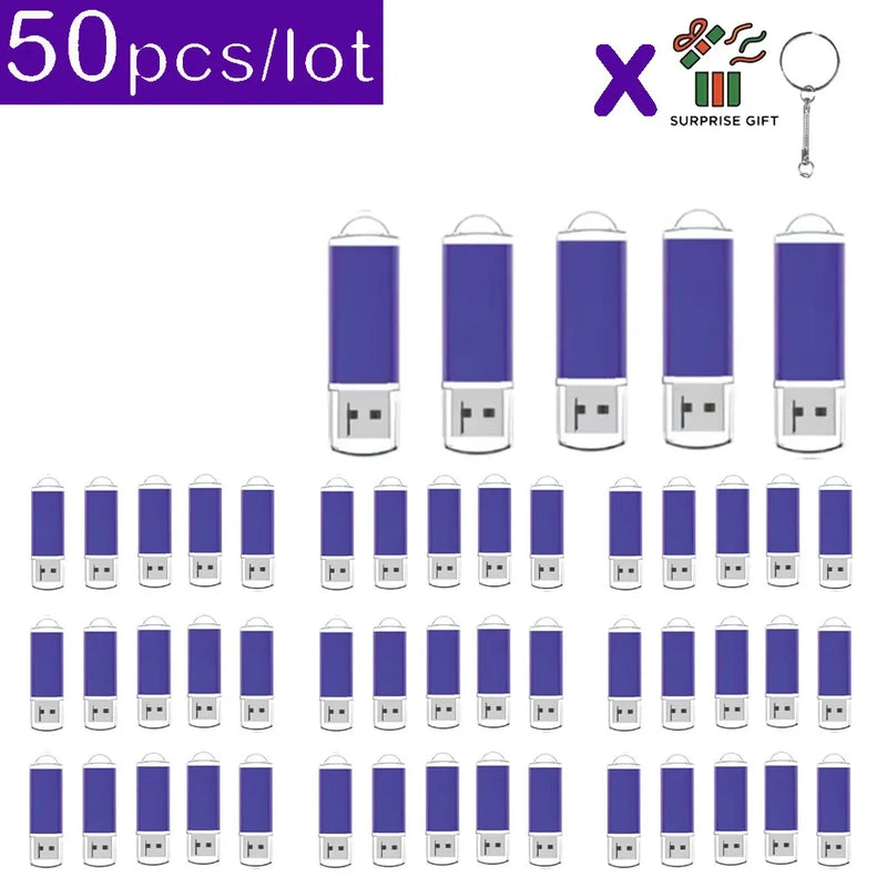 50Pcs/lot USB 2.0 Flash Drive 128MB 1GB2GB 4GB 8GB Pen Drive 16GB Pendrive 32GB USB Stick 64GB Memory Flash Disk Free Laser Logo