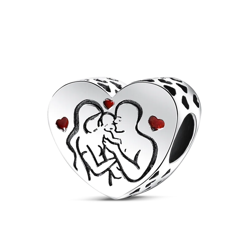 925 Sterling Silver Boy Girl and Heart Shape Pendant Charm Couple Lovers Bead Fit Pandora Original Bracelet DIY Jewelry Making