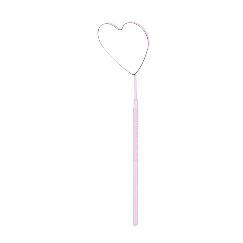 1pc False Eyelashes Mirror Connected To Eyelash Inspection Mirror Heart Shaped Long Handle Magnifying Cosmetic Tool