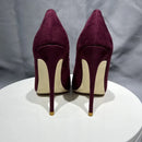 حذاء نسائي من Tikicup Burgundy Flock بكعب عالٍ ومقدمة مدببة من جلد الغزال الصناعي، حذاء كلاسيكي أنيق بكعب عالٍ سهل الارتداء وقابل للتخصيص