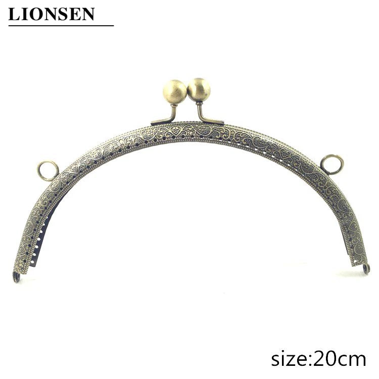 LIONSEN 6.5/7.5/8.5/10.5/12.5/15/20cm DIY Metal semicirc Frame Purse Handle Coin Bags Metal Kiss Clasp Lock Frame Accessories