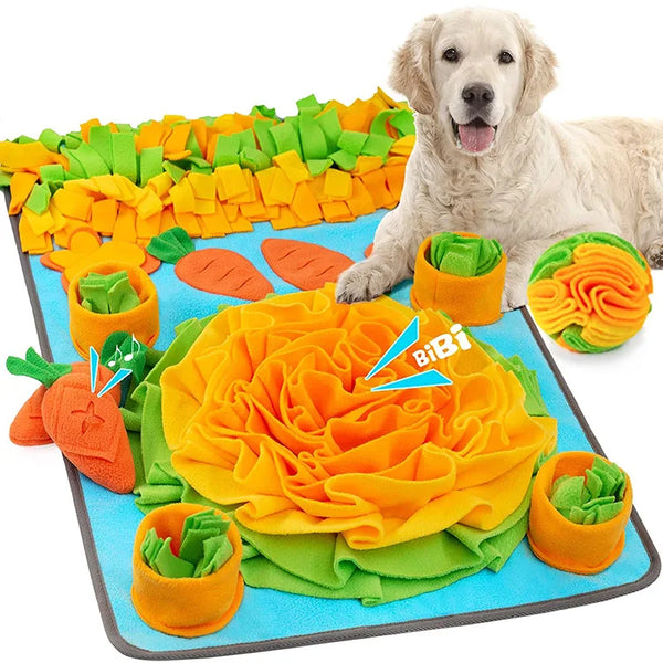 Durable Dog Snuffle Mat Puppy Sniffing Puzzle Toys Interactive Nonslip Pet Feeding Mat Portable Squeaky Slow Feeder For All Dogs