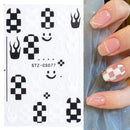 3D Snake Laser Stickers for Manicure Black Gold Abstract Leaves Luxury Nail Art Adhesive Slider Polish Decor Decals SASW-SJ