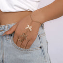 Exaggerated Living Mouth Zinc Alloy Ring Bracelet for Women Spider Scorpion Gothic Retro Personalized Party Accessories