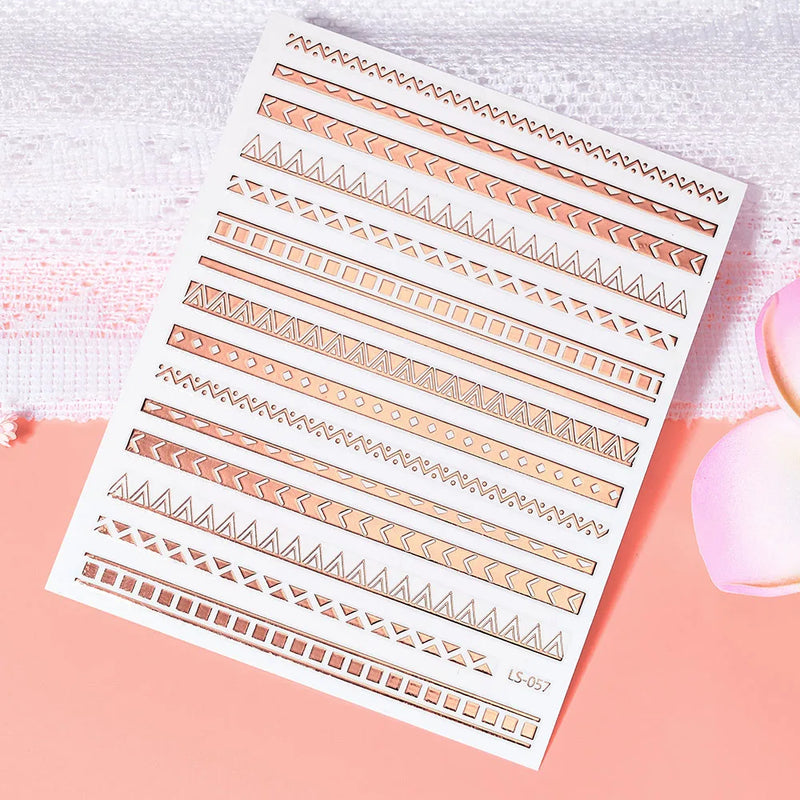 1 Pc Nail Strip Stickers Black/Gold/Rose Gold/Silver Metal Strip Tape Nail Art Adhesive DIY Foil Tips Nail Sticker Decals NK11