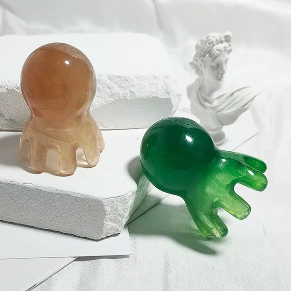 مشط أخطبوط من الراتينج لتدليك الرأس وكشط خطوط الطول وتدليك فروة الرأس والوخز بالإبر وسبا للجسم وأداة علاج صحي منزلي