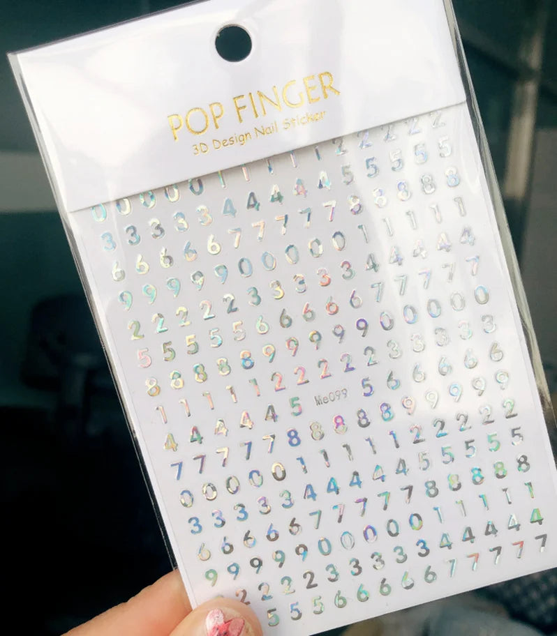 Newest Black Numbers English Letter Design 3d Self Adhesive Decal Slider DIY Decoration Manicure Tools Nail Sticker Accessories