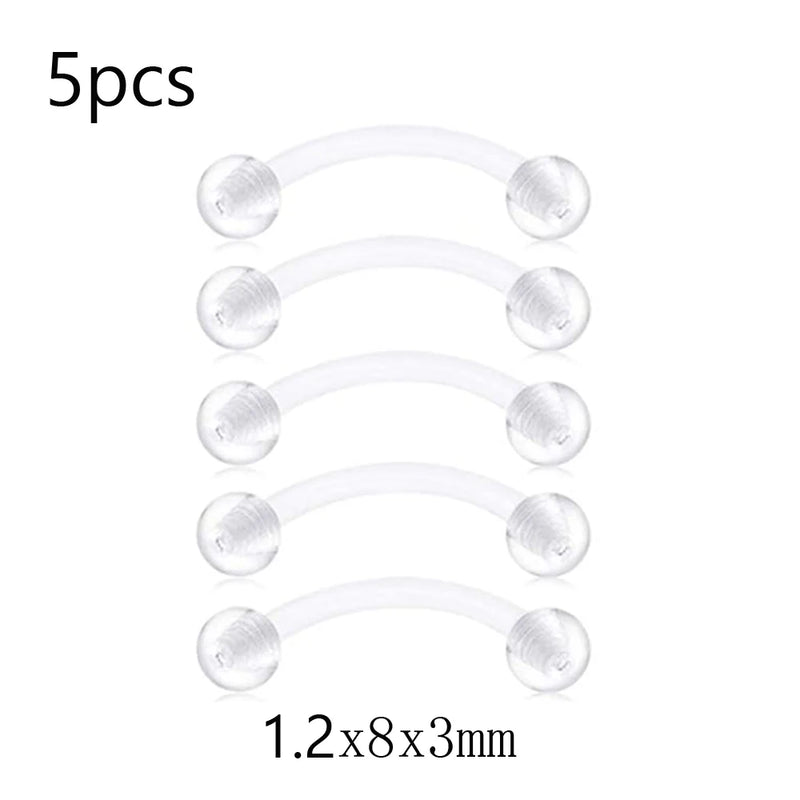 5PCS Clear Piercing Septum Nose Studs Nose Hoop Tongue Ring Helix Ear Hoop Lip Stud Eyebrow Tragus Septum Horseshoe Rings