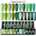 Mtssii 10PCS Reflective Gel Nail Polish Set Fluorescent Glitter Semi Permanent Hybrid Gel Varnish Soak Off UV Lamp For Manicure