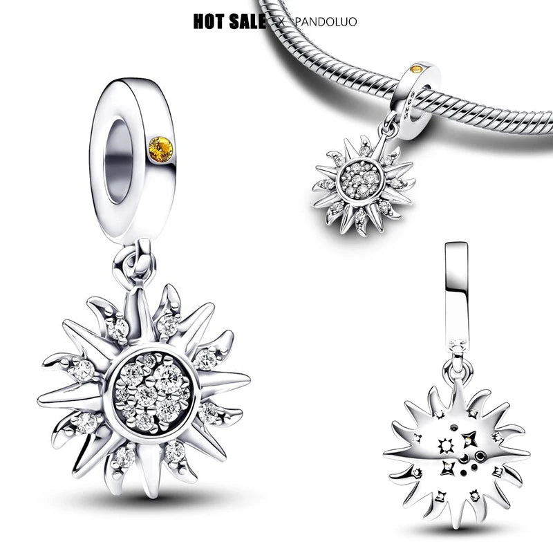 2024 New in Sun Moon Stars Shape Pendant Charm Beads Fits Bracelets Bangle Necklace Women Luxury DIY Jewelry Party Festival Gift