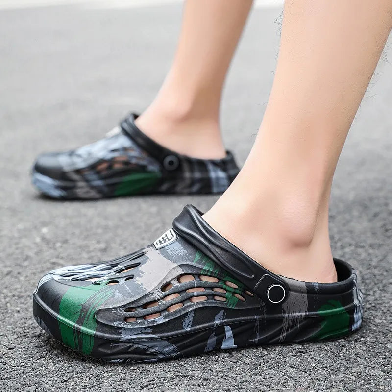 Summer Men Sandals Light EVA Men's Casual Shoes Hole Shoes Clogs Lovers Home Garden Outdoor Male Beach Flat Slippers Big Size 49