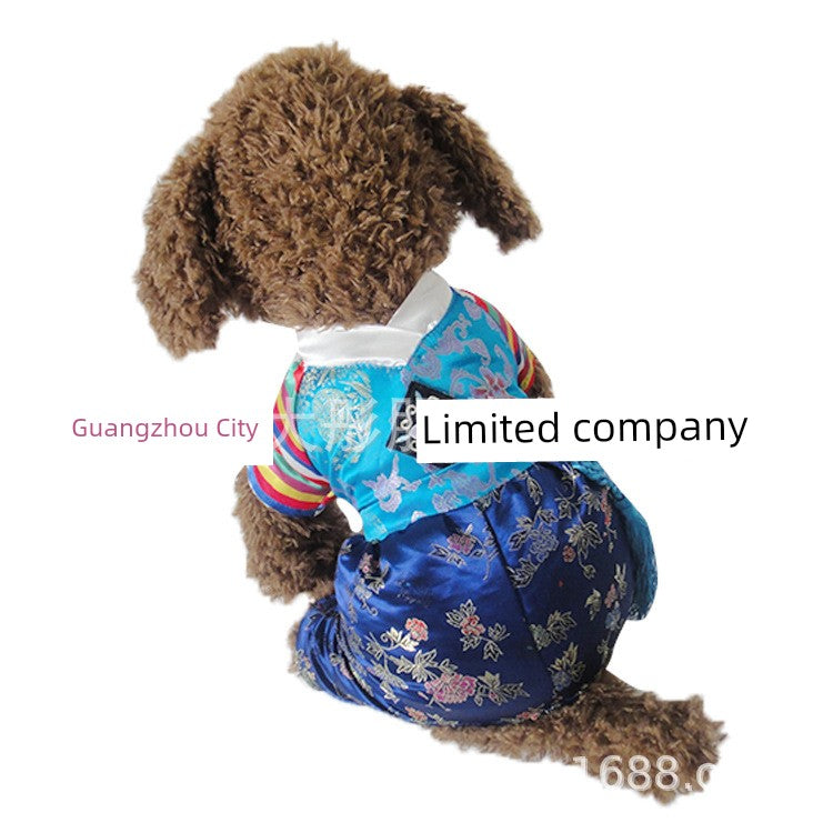 Cross-Border New Arrival South Korea Ethnic Pet Clothing Traditional Embroidered Court Hanbok Summer Dog Clothes